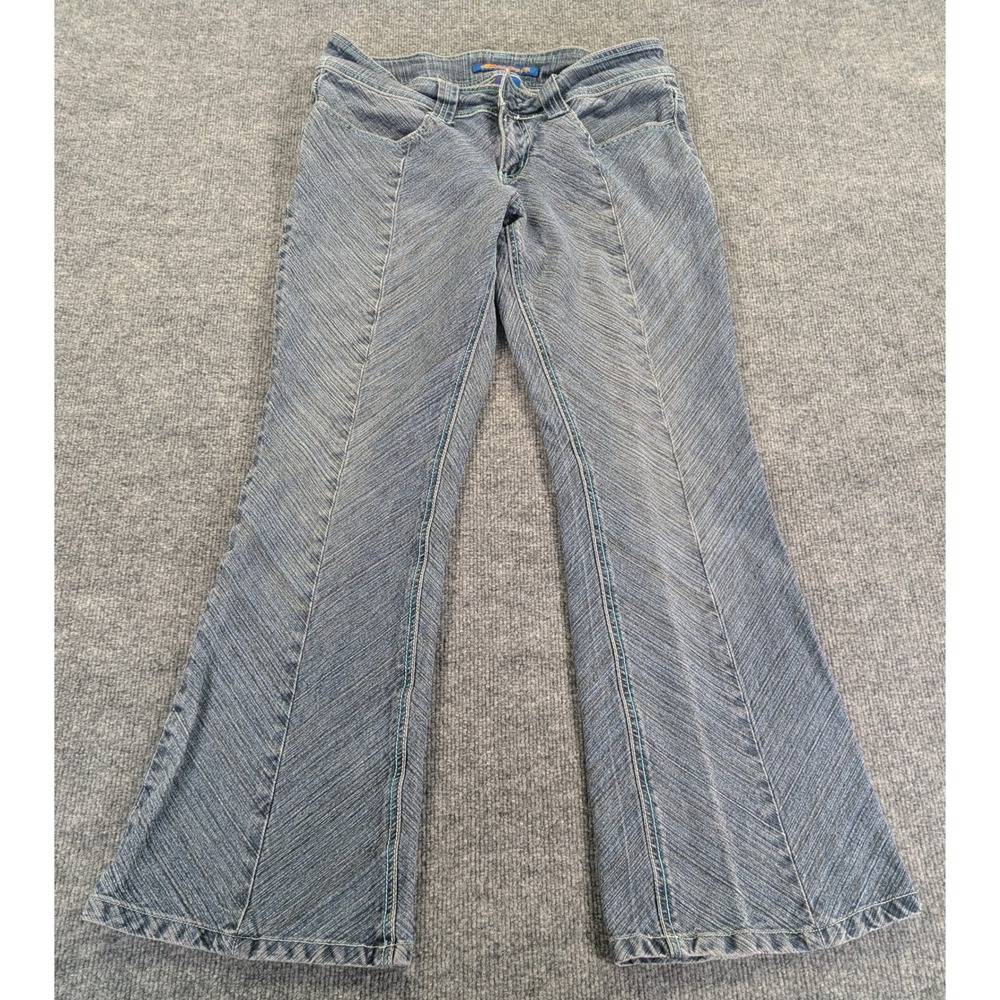 Shampoo Vintage Flare Jeans Blue Diagonal Texture Turquoise Stitch Size 13/14